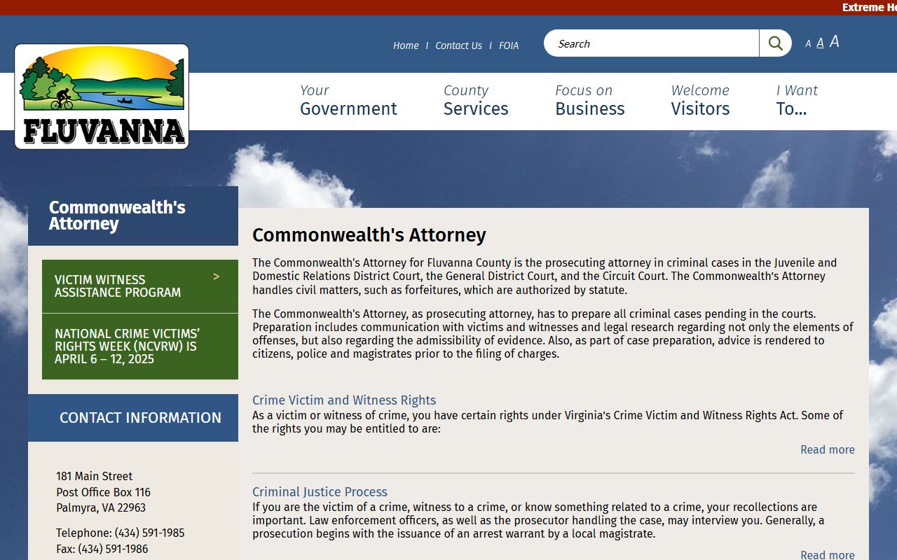 Fluvanna County court records after jail arrest Commonwealth's Attorney page