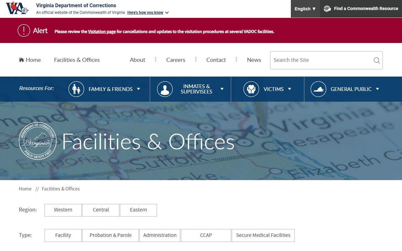 VADOC facilities listing for Fluvanna Correctional Center for Women inmate lookup